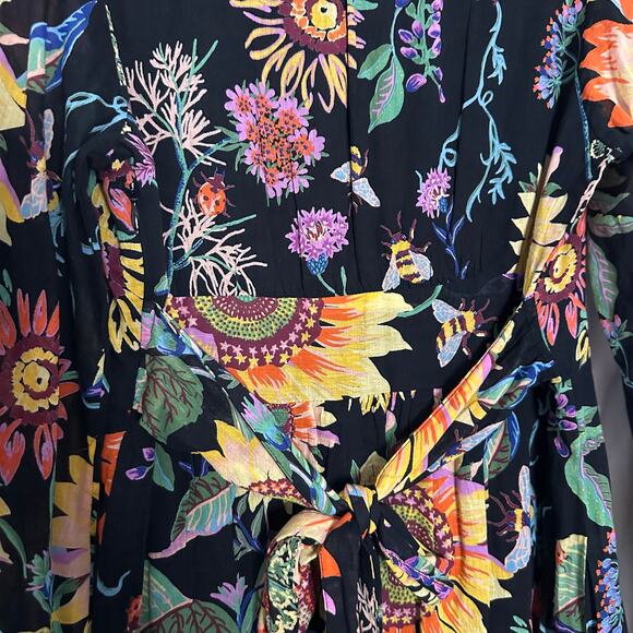 Banjanan Peony Long Sleeve Dress In Mid-summer Bumble Black Small - Picture 4 of 10